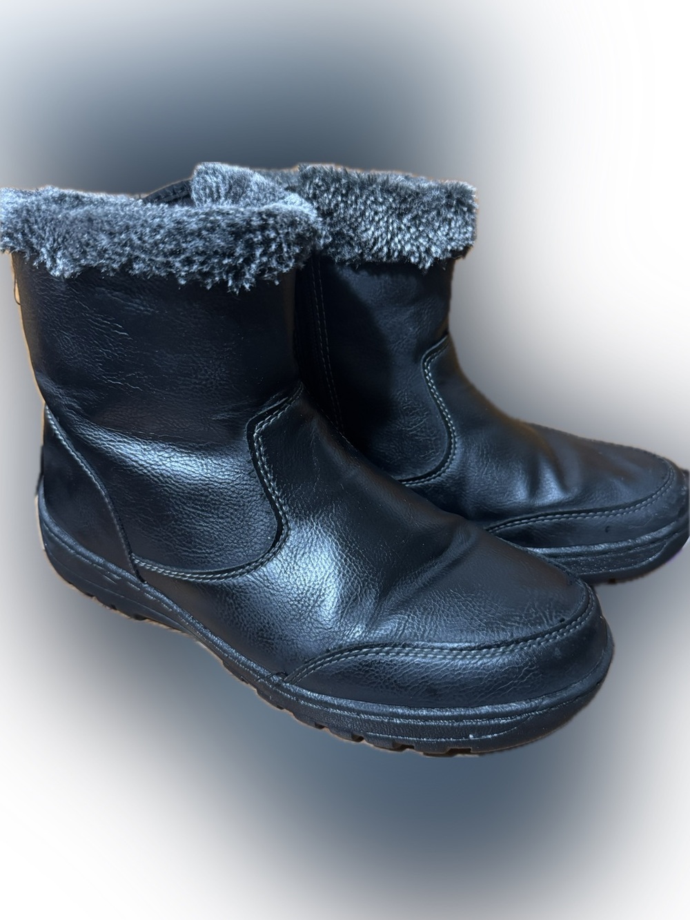 Khombu Black Faux Fur Cuff Winter Boots